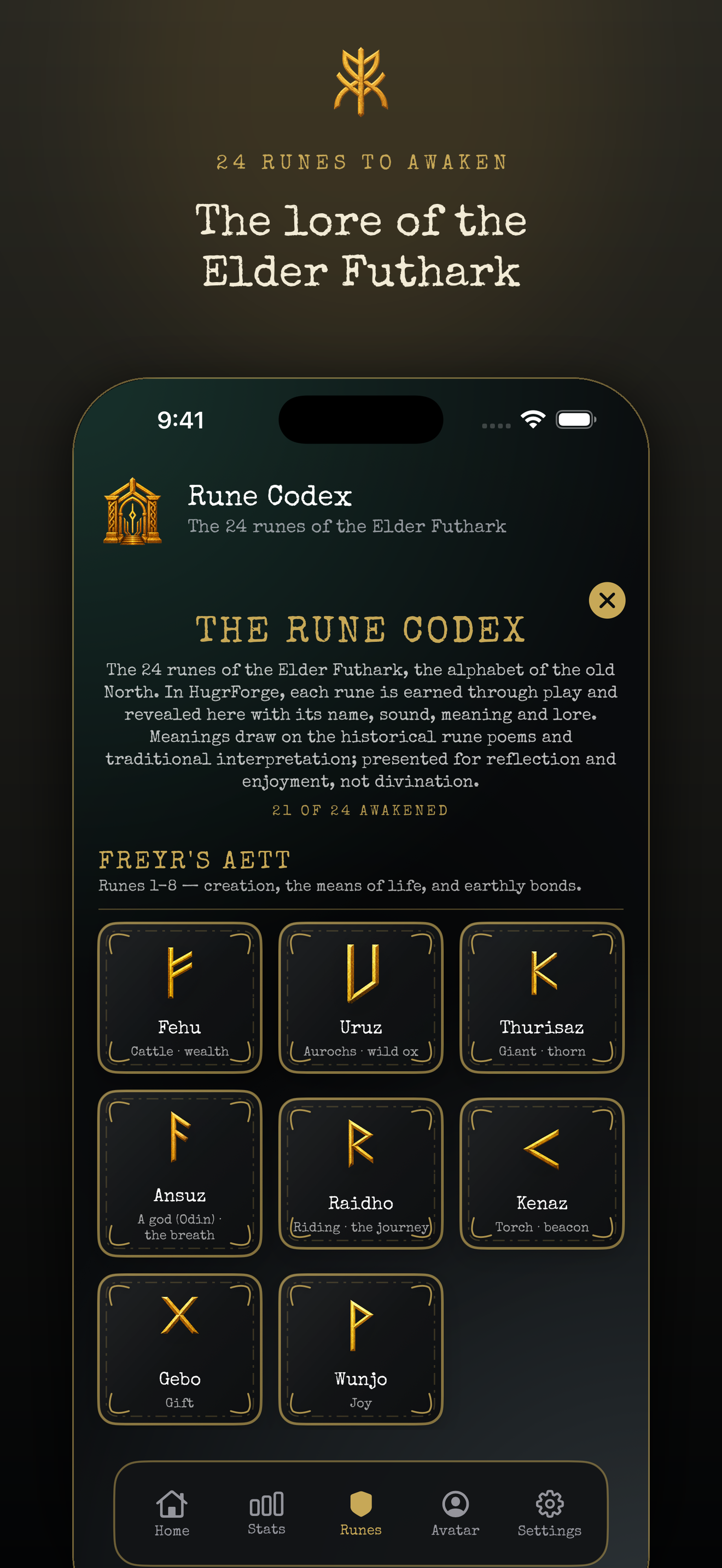 The Rune Codex — all 24 Elder Futhark runes